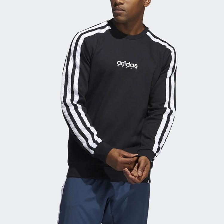 Adidas Contrast Stripe Logo Crew Neck Sweatshirt Men Sweatshirt Black GN5122