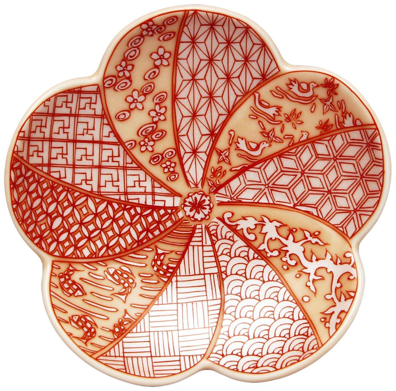 

Arita Koraku small bean diameter Shozui twisted Akebono welcoming spring made in Japan 97133 ware, kiln, plate, plate, approx. 9cm, plum, Ginsai,