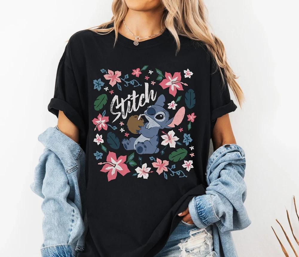 Lilo And Stitch Floral Stitch Coconut Cute T Shirt Unisex 3 S
