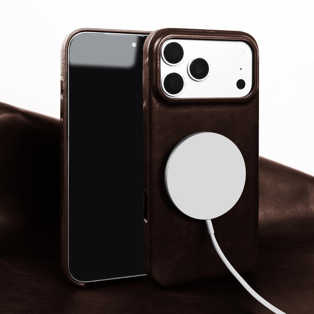 Magnetic Genuine Leather Case For Iphone 15 16 17 Pro Max Phone Case For Magsafe Wireless Charging Back Cover 15Pro 17Pro Max