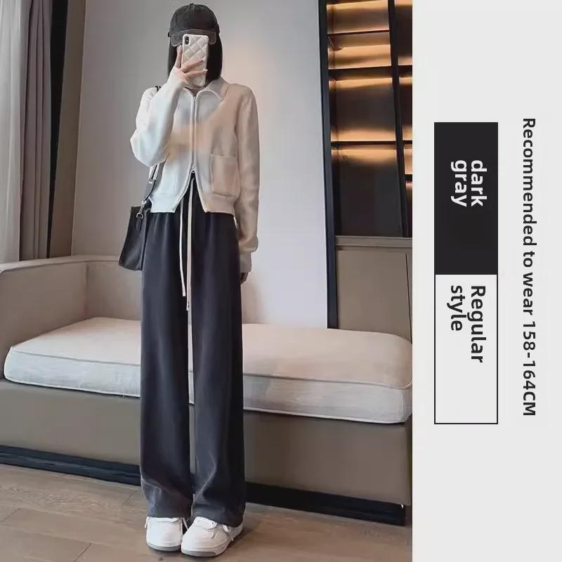 Women's High-Waist Corduroy Wide-Leg Pants: European Cotton Velvet, Autumn/Winter, Slim Drape, Plus Velvet, Casual Straight Fit.