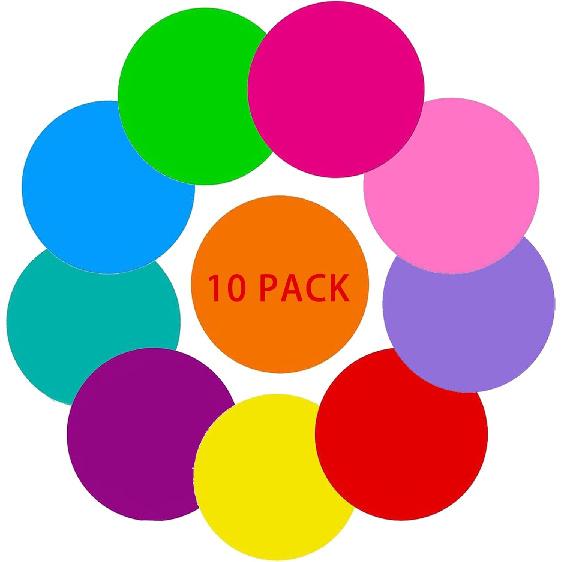PinCute Updated Larger Sized 11.8 inch 10 Pack Dry Erase Dots Circles Sticker for Spots Tables, Colorful Removable Whiteboard Painting Marker,