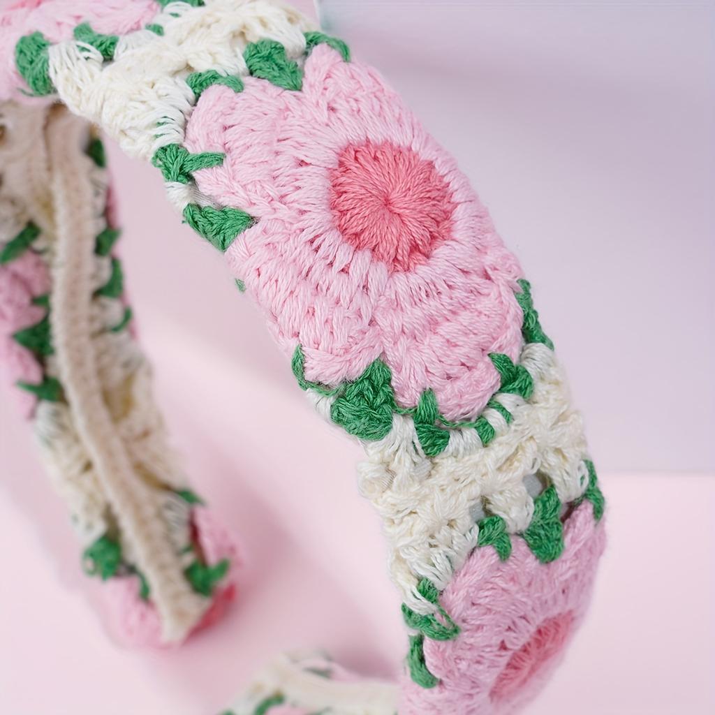 Boho-Chic Floral Knit Headband for Women - Cute & Stylish Hair Accessory, Perfect for Casual Attire