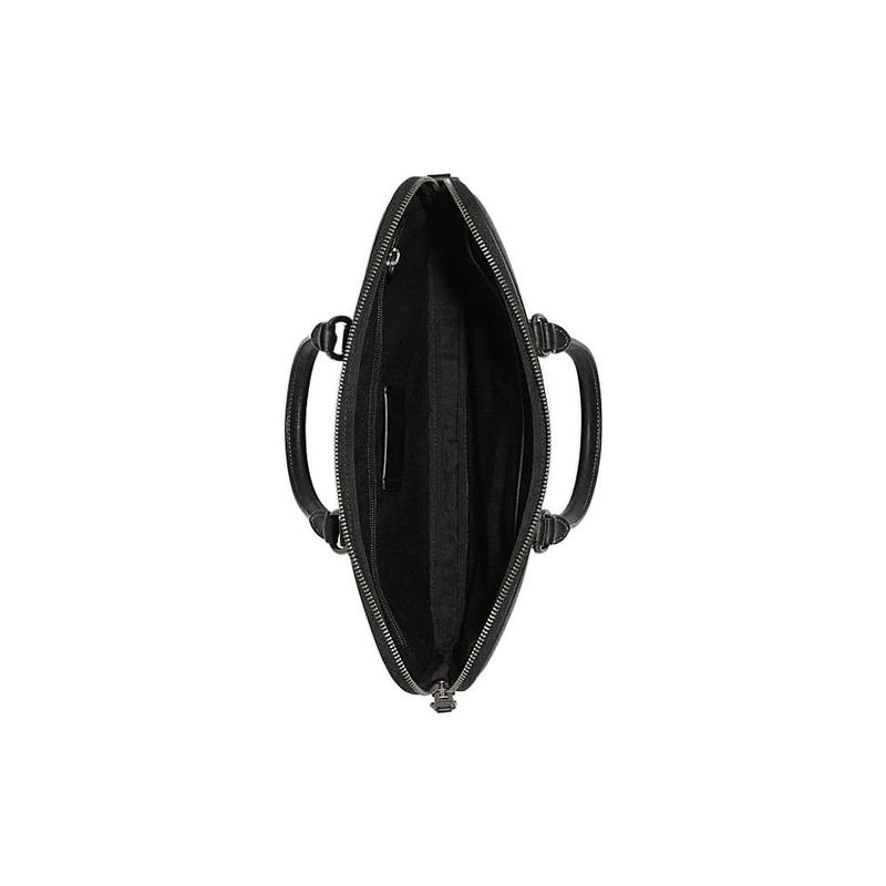 Coach Gotham Liam 33 Letter Logo Logo Classic Presbyopia Zipper Closure PVC Briefcase Handbag Men's Black