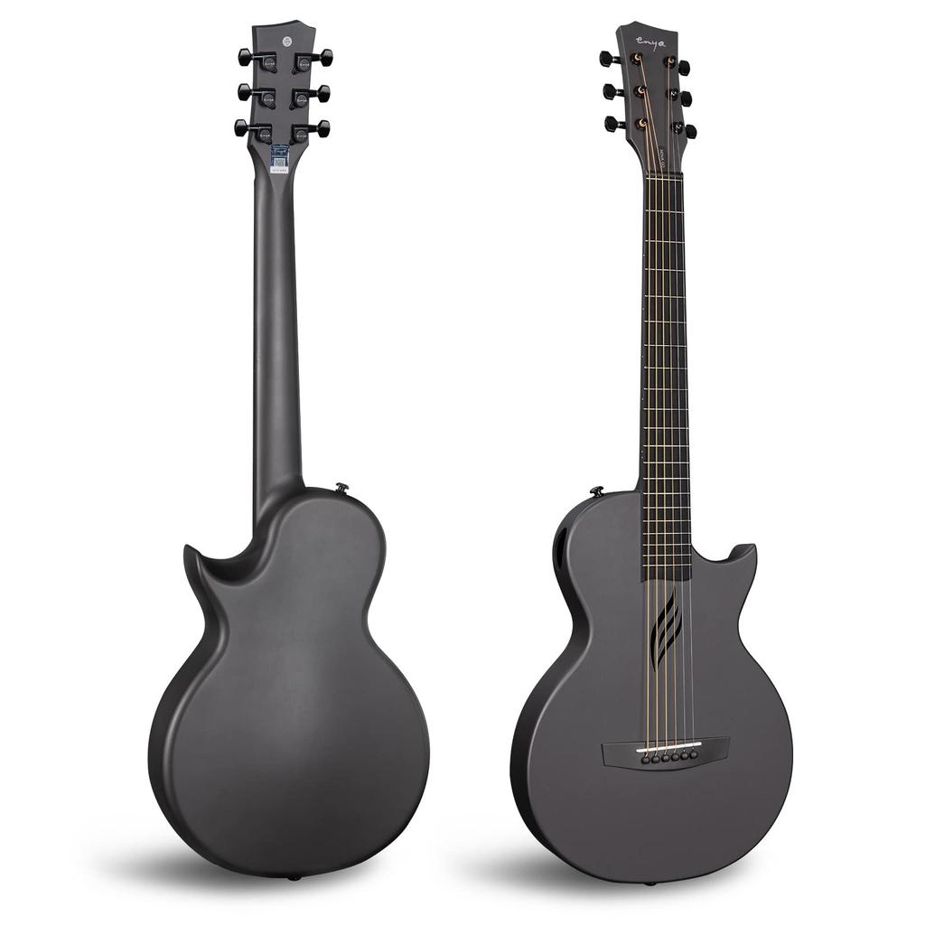 Enya Nova Go Acoustic Guitar, Carbon Fiber Mini Beginner Kit, Includes Guitar Case and Straps (Black)