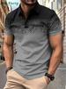 Men's Short Sleeve Polo Shirt with Geometric Pattern, Casual Daily Wear