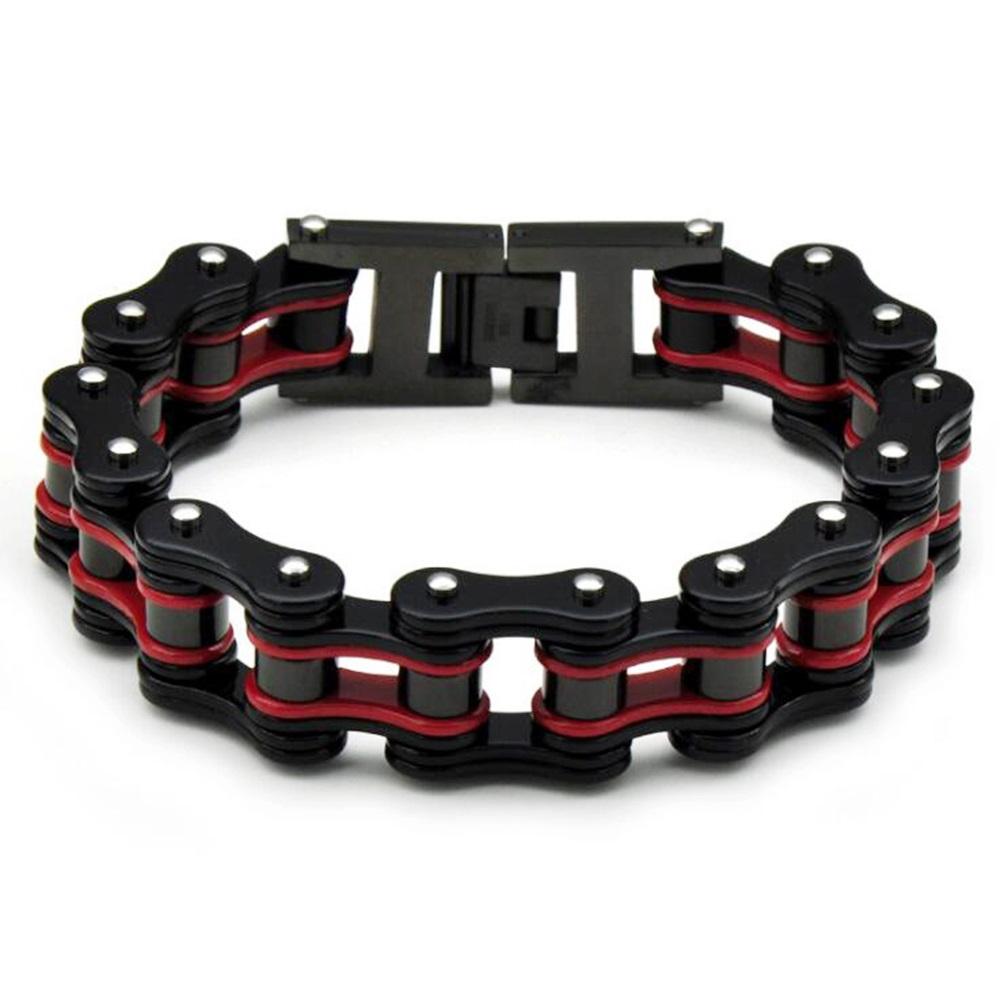 Punk Pulseiras e Braceletes Laranja de Bicicleta para Homem Preto Corrente de Motocicleta Pulseira Homem Mulher Aço Inoxidável Joias de Pulso Biker