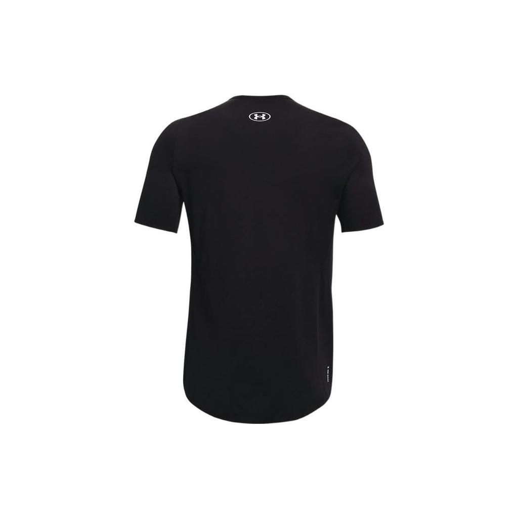 Under Armour Solid Color Logo Print Fitted Crew Neck Short Sleeve Raglan T-Shirt Men Tops Black 1361424-001
