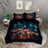Conjunto de 3 peças, conjunto de edredão estampado com padrão de cogumelos brilhantes, queen, king, cama de casal, conjunto de cama divertido e criativo para festa