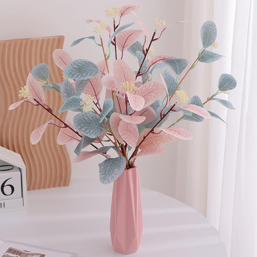 Nordic Style Fake Flower Decoration Simulation Eucalyptus Money Leaf Branch Eucalyptus Leaf Flower Arrangement Green Plant Floral Ornament