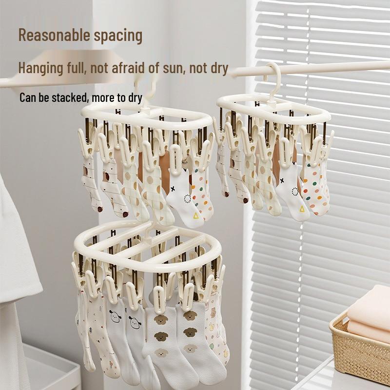 Baby Clothes Hanger with Multi-Clip for Underwear and Socks Drying.