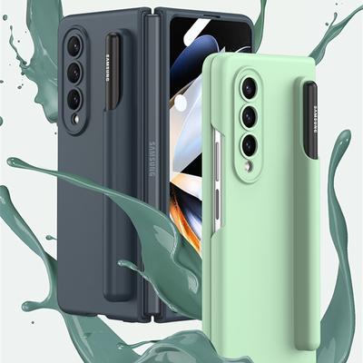 Housse en Silicone liquide pour Samsung Galaxy Z Fold 4, étui avec porte-stylo amovible, Film avant pour Z Fold4 5g, sans stylo
