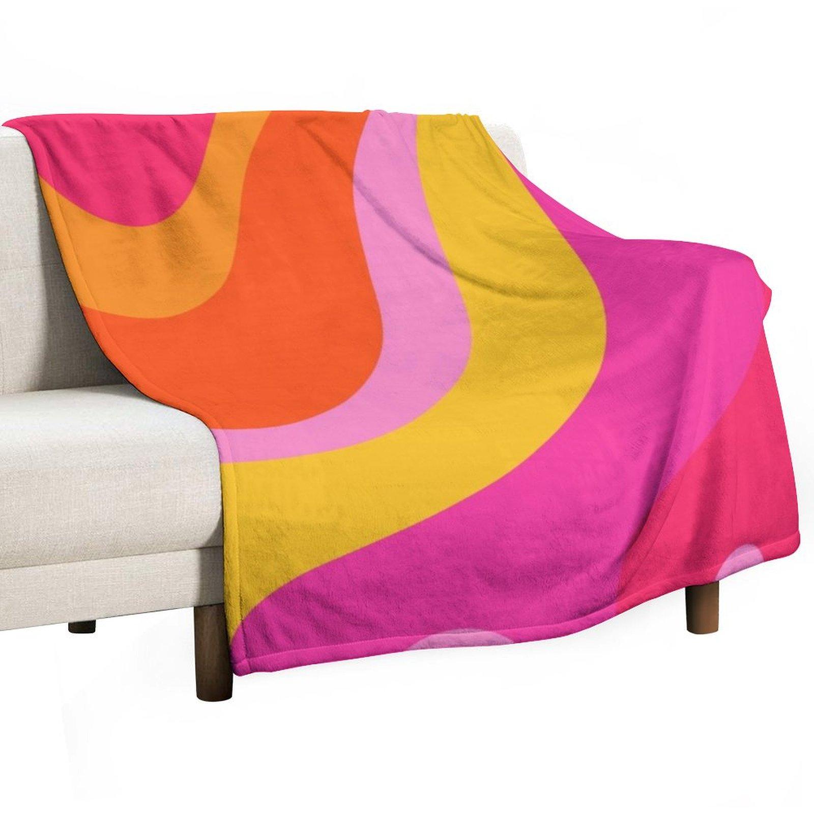

Retro 70s Pink and Orange Swirls Throw Blanket Designers Custom Multi-Purpose Thermals For Travel Blankets 30x40in