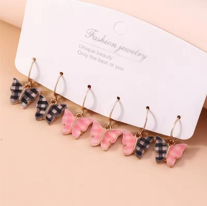 Cute Enamel Love Heart Drop Earrings for Women Girls Animal Flower Butterfly Earrings Kids Jewelry Set Gifts