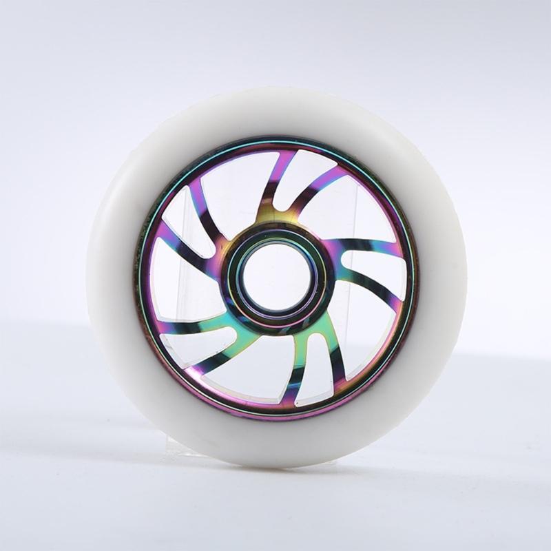 Professional 10cm Skateboard Wheel Premium Aluminum Alloy Rims PU Tires Precisions Bearing for Smooth Rolling Ridings