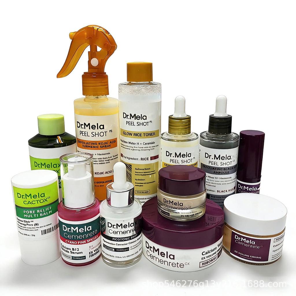 Dr. Melaxii Set: Black & White Rice Turmeric Exfoliating Repairing Serum, Eye Cream, Moisturizing Concealer.