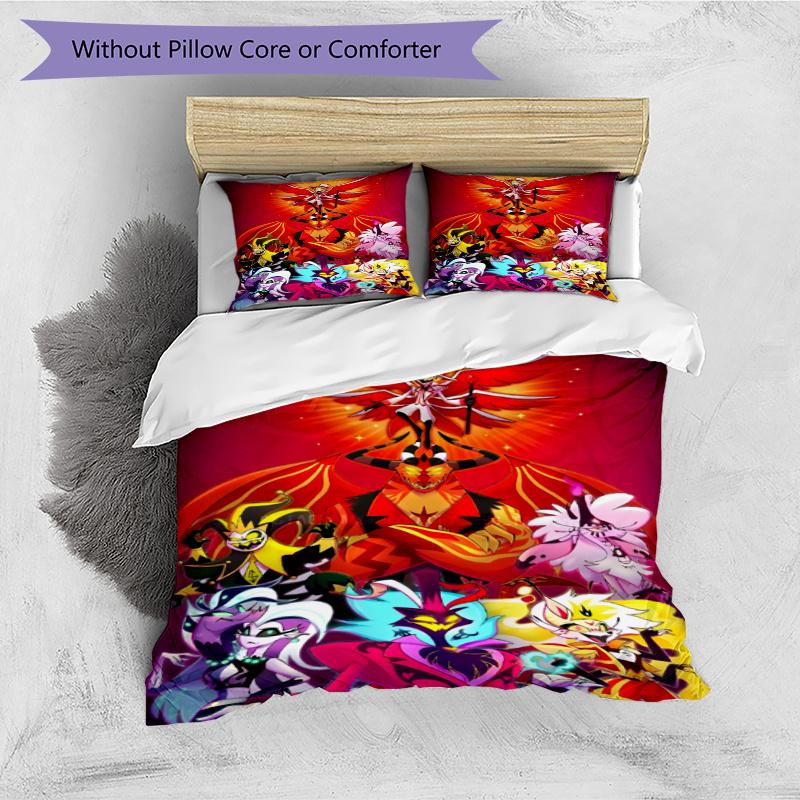 3pcs Duvet Cover Set (1*Duvet Cover + 2*Pillowcase, Without Core), Hazbin Hotel Print Bedding Set, Bedroom Decor, All‑Season, Gift