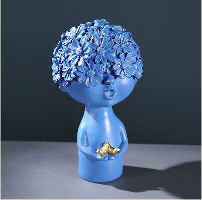 Nordic Flower Head Character Resin Adornments Home Livingroom Desktop Figurines Crafts Office Coffee Table Ornaments Decoration
