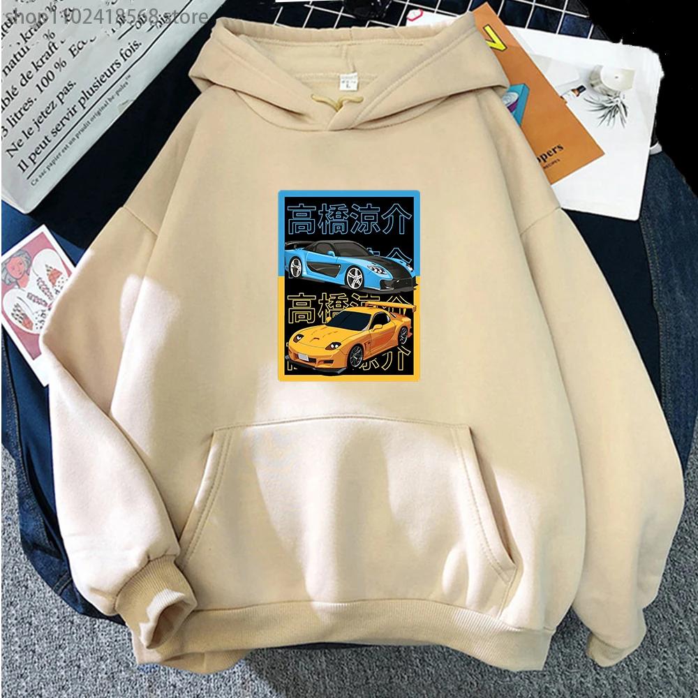 Japanese Anime AE86 Hoodie Initial D Graphic Sweatshirt Men O-Neck Long Sleeves Fashion Casual Drift Racing Women Clothing