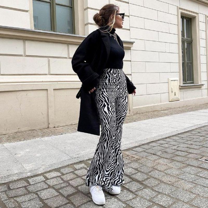 

Autumn Fashion Slim-Fit Zebra Print Casual Trousers Zebra Pattern S