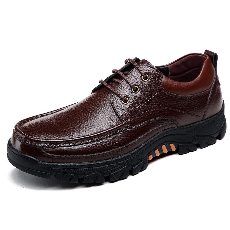 

Dad shoes spring business leather shoes men s cowhide soft soles elderly middle-aged and elderly casual men s shoes breathable men s single shoes 38