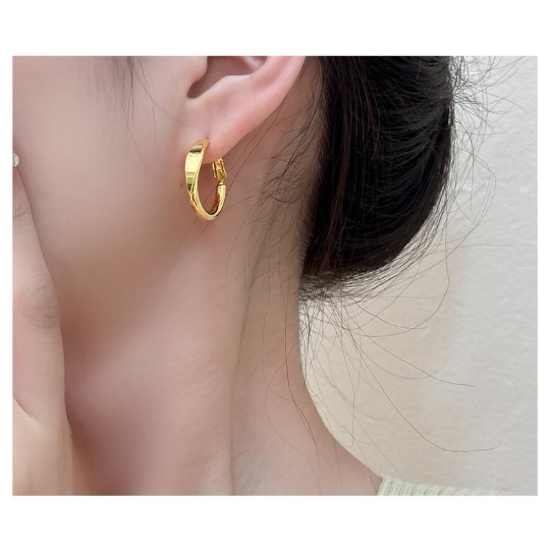 Women Light Luxury Geometric U Shape Round Circle Earrings Fashion Ear Jewelry