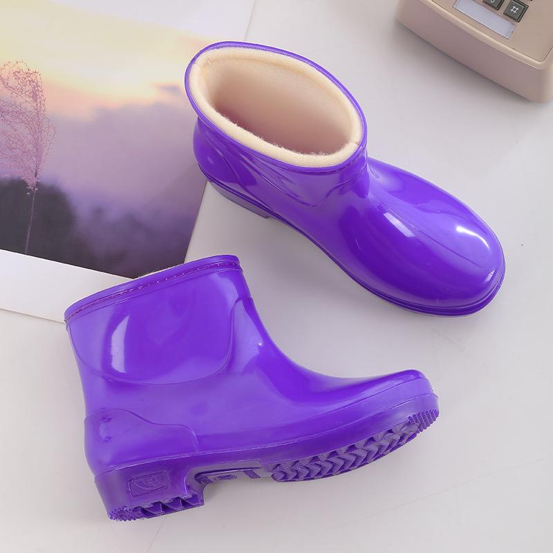 Women's Fleece-Lined Waterproof Rubber Rain Boots with Thick Non-Slip Sole
