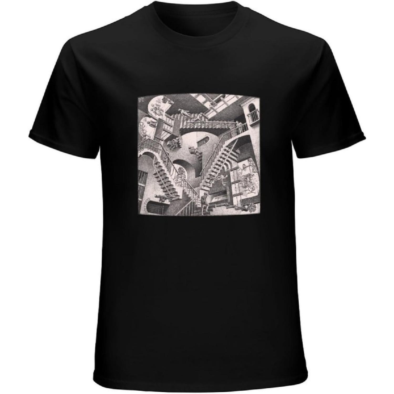 HAOTO Relativity Abnormal Laws of Gravity Art Artist Mc Escher Adult Men T-Shirt Tee Black S