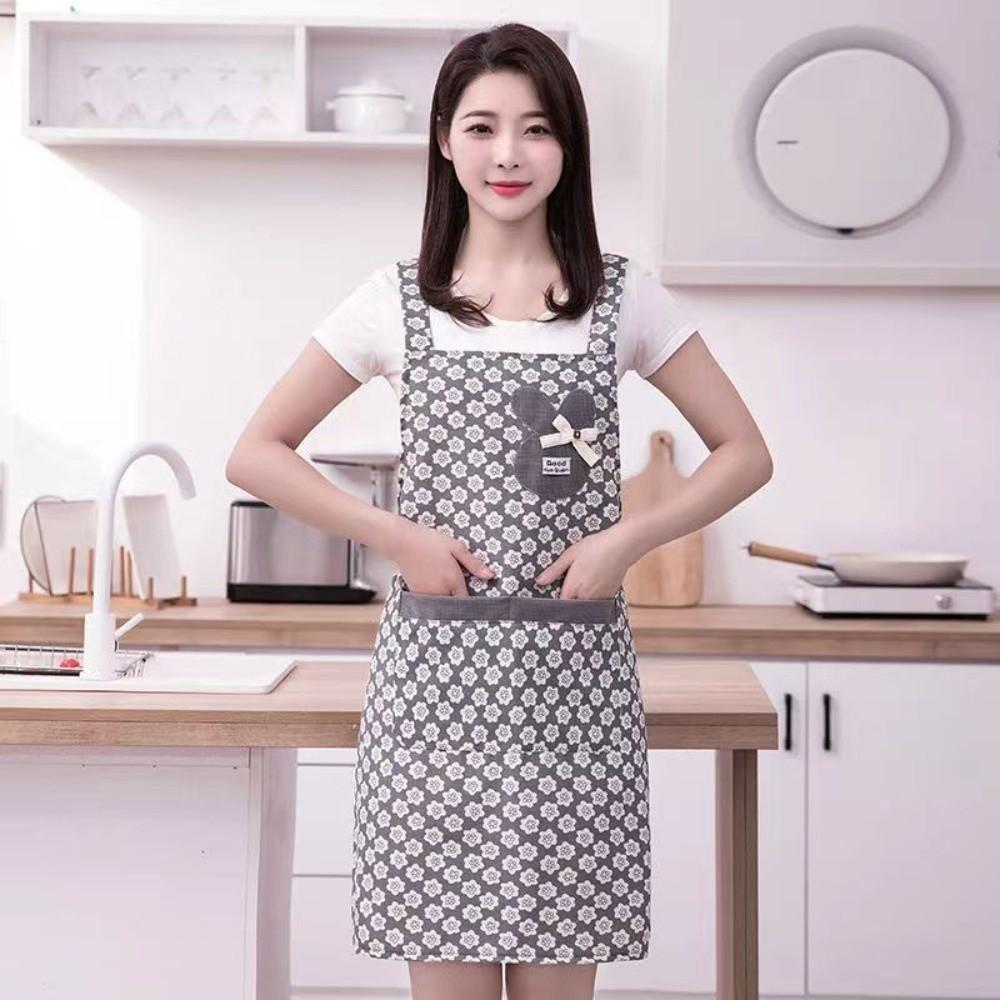 New Breathable Flower Kitchen Apron Cotton Korean Style Cooking Smock Wear-resistant Cooking Baking Bibs for Women Girl
