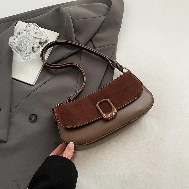 

Маленькая сумка через плечо из искусственной кожи с клапаном для женщин 2025 года, весенний тренд Y2K, дизайнерские сумки и кошельки, женские сумки через плечо коричневый