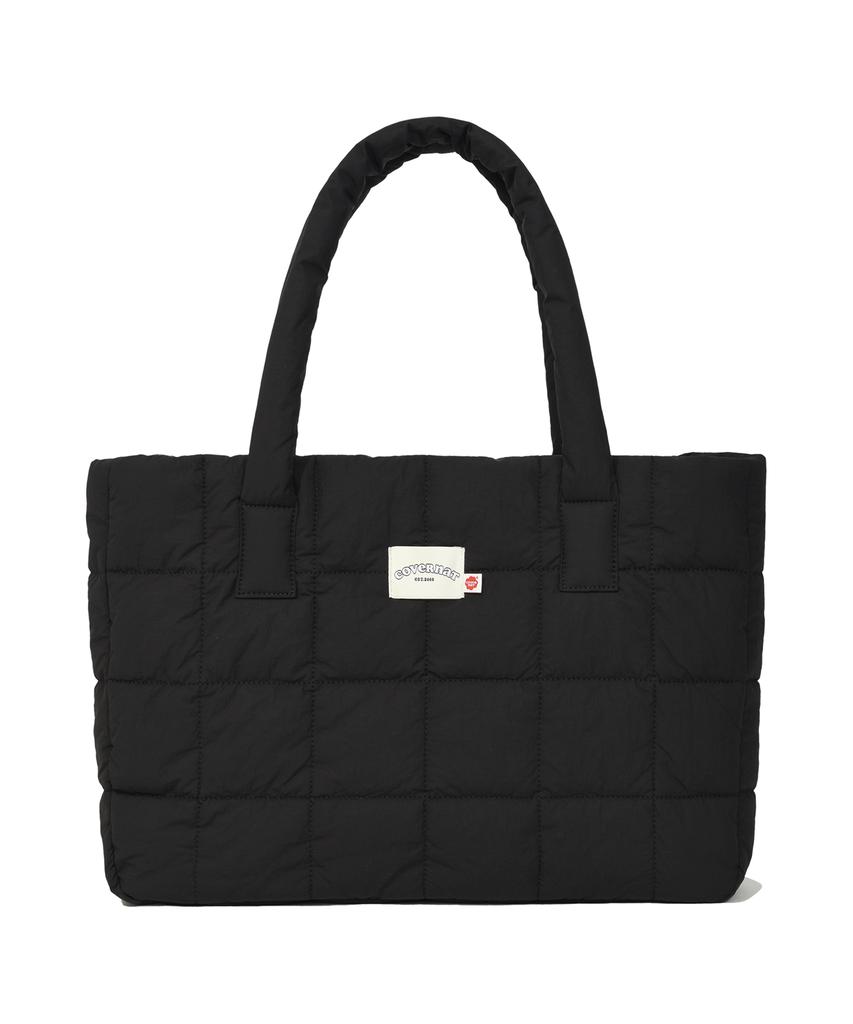 Covernat Woman Clover Heart Quilted Big Tote Bag Black