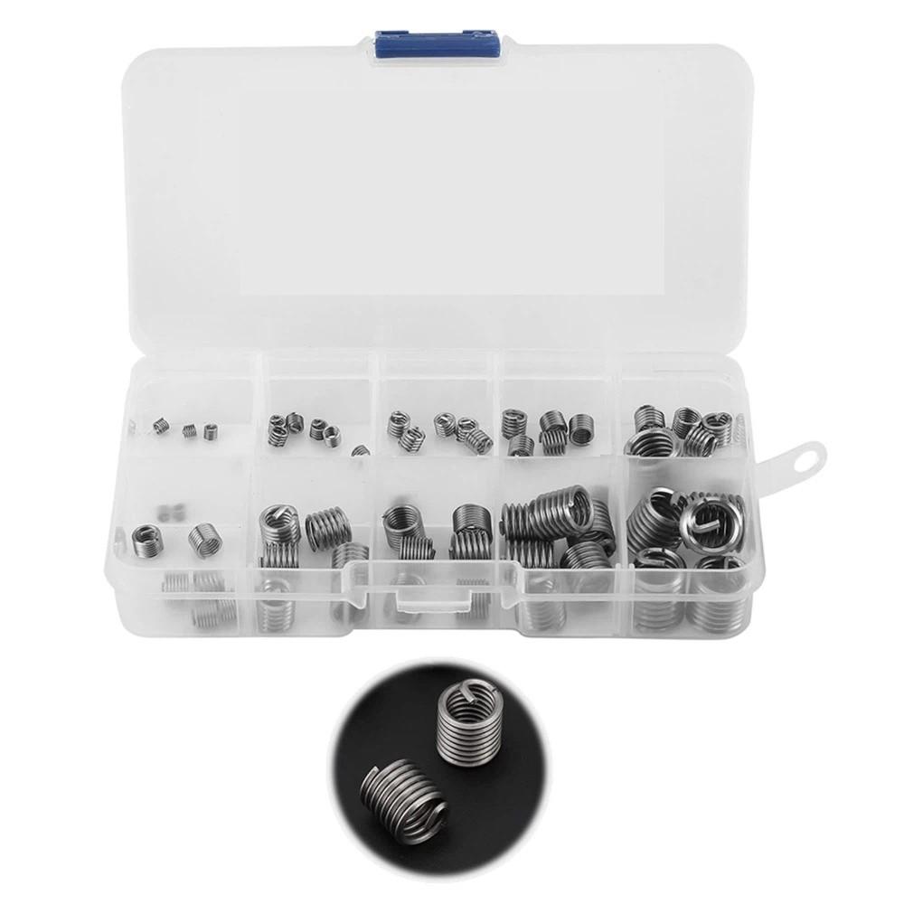 60Pcs 304 Stainless Steel Thread Repair Insert Kit With Storage Case / Plastic Box Helicoil Set / Helicoil Type Insert