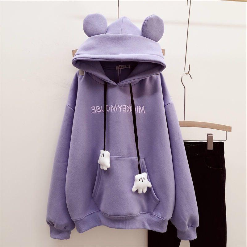 Sweater Female Version Adorable Student Everyday Fleece Hooded Relaxed Fit Coat Trendy