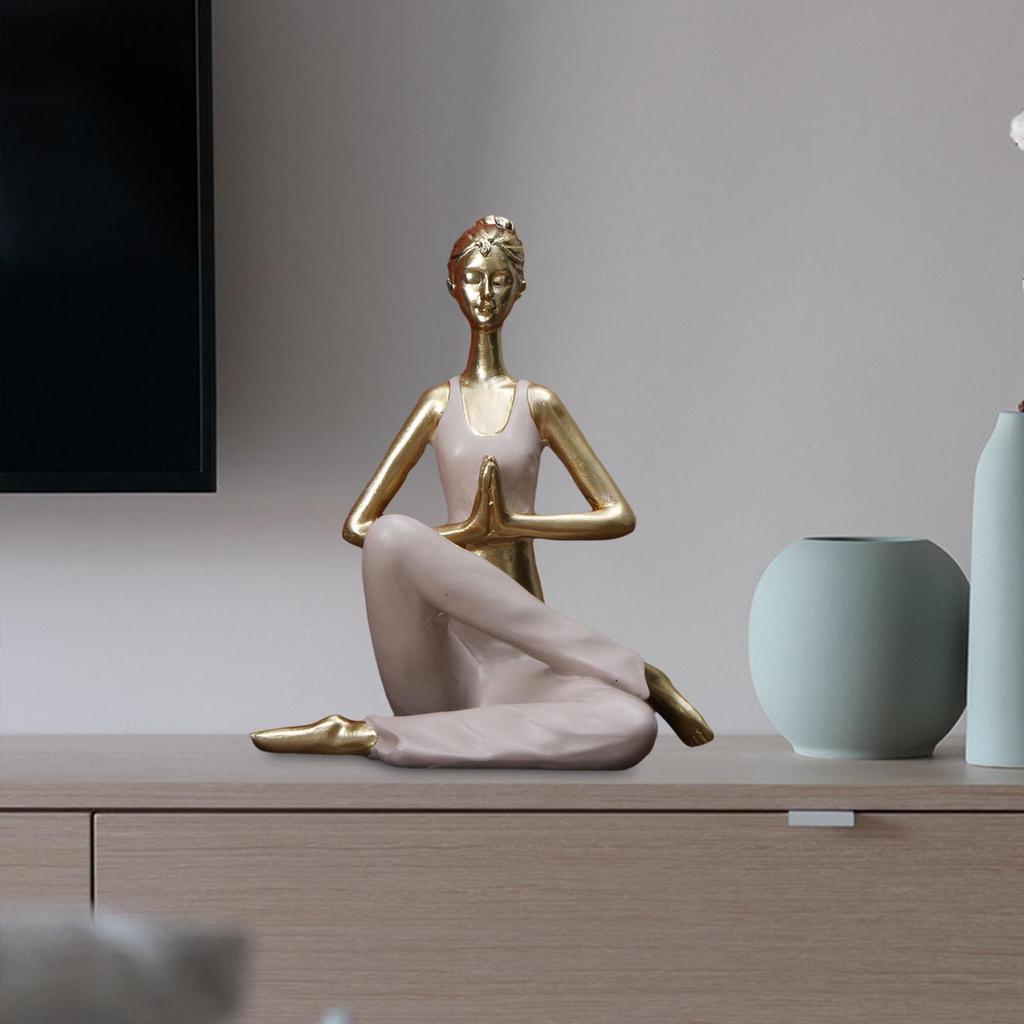 Yoga Statues Figurines Resin Crafts Ornament Yoga Girl Statue Yoga Sculpture for Desk Living Room Office Yoga Studio Shelf
