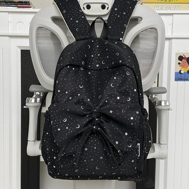 Schoolbag Star Drawstring Bow School Bag Cute Junior High School Student Lightweight Ins Wind Backpack Simple College Student Backpack