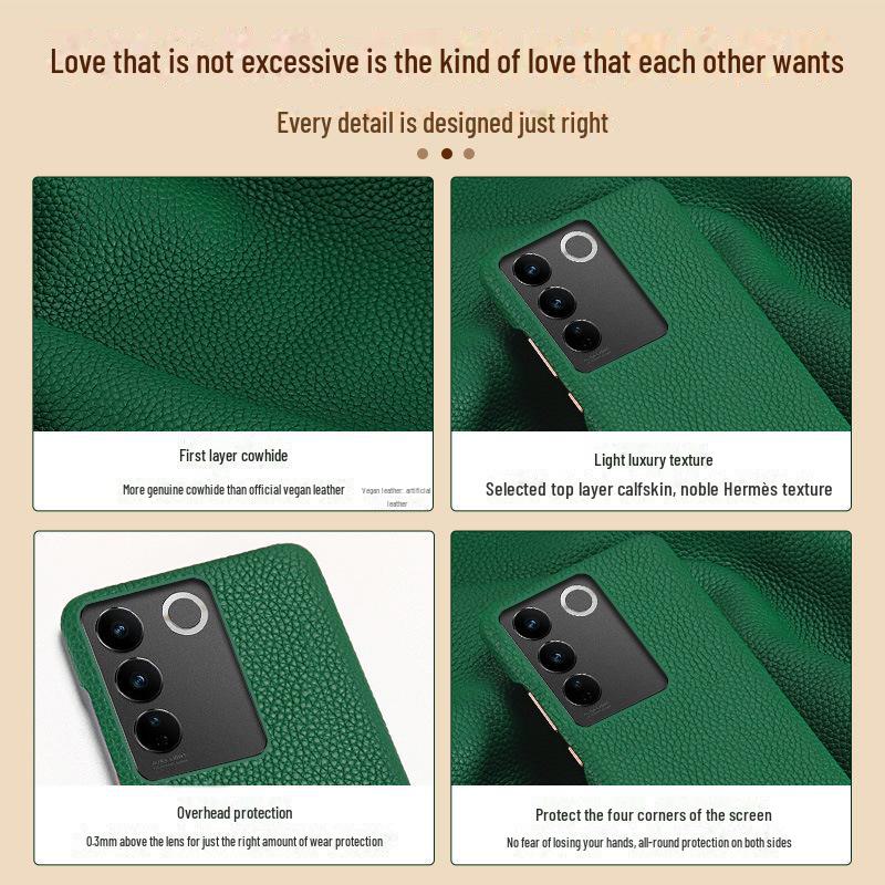 Vivo Nex3 Genuine Leather Half-Cover Protective Case with Litchi Pattern