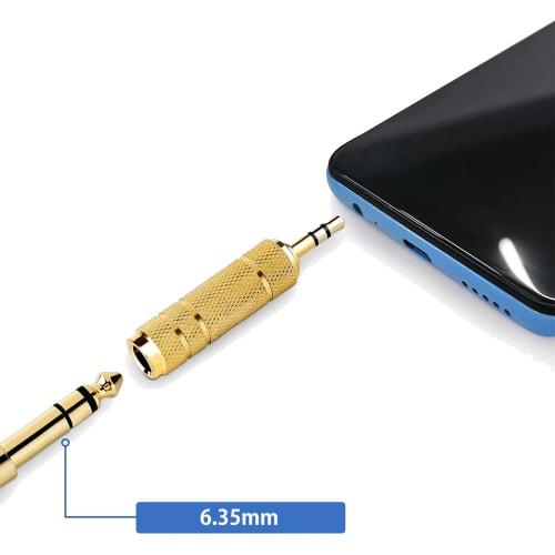 6.35mm To 3.5mm Adapter (2-Pack) Stereo Standard Plug To Stereo Mini Plug, Gold-Plated, for Headphones, Microphones, Instruments, and More