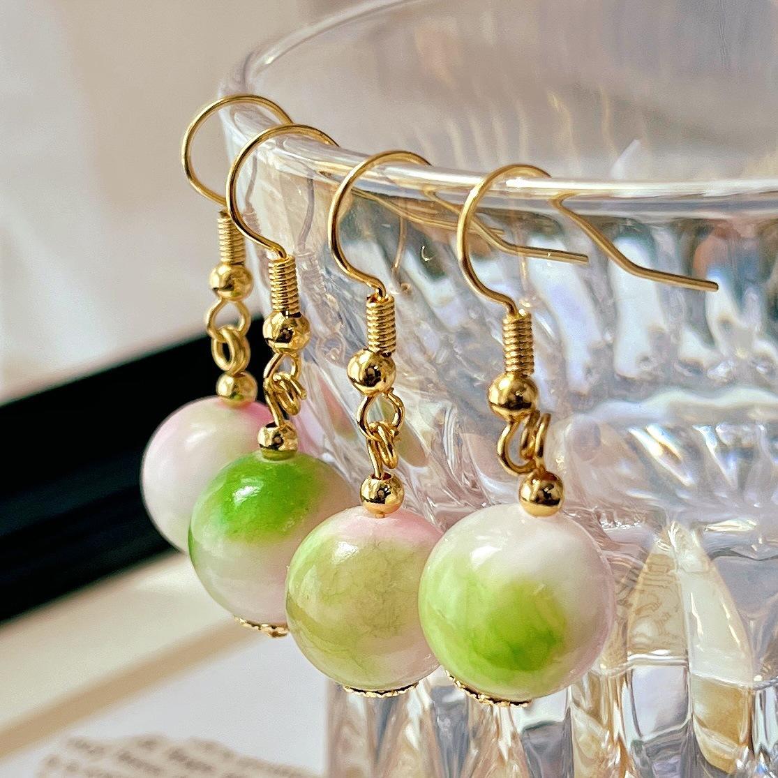 Spring/Summer Pink And Green Quartz Rock Earrings Earrings