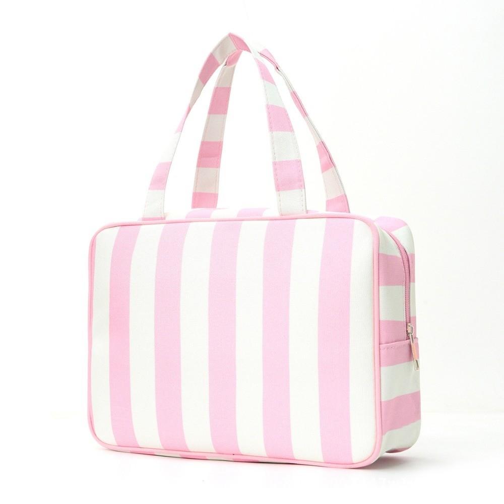 Large Capacity Striped Toiletry Storage Bag Multi Compartment Cosmetic Pouch  Weekend Getaway