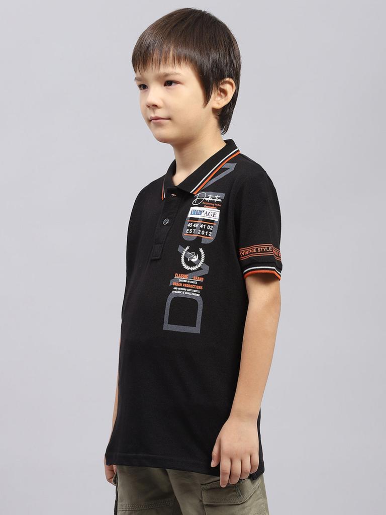 Monte Carlo Boy Regular Fit Black Tshirt