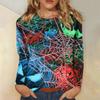 Women's Long-sleeved Loose-necked Halloween Print Casual Top, Suitable for Holiday Parties