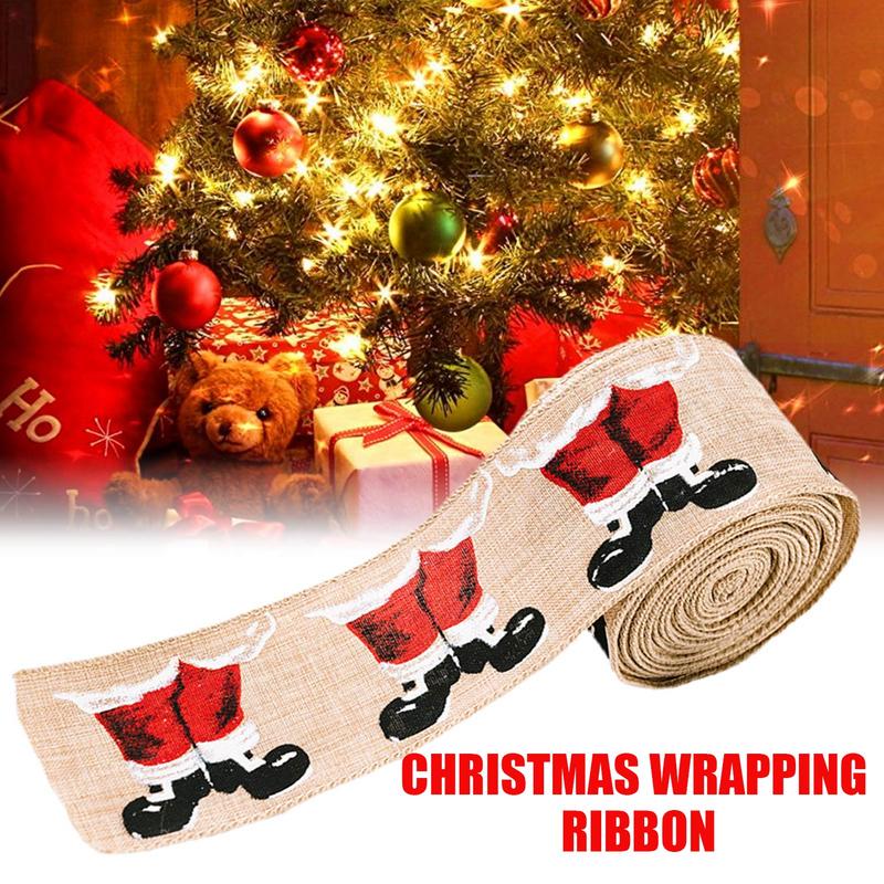 Christmas Packaging Ribbon Christmas Wired Ribbon Burlap Wired Ribbon Weave Ribbon Rustic Ribbon Holiday Ribbon For Wreaths Big