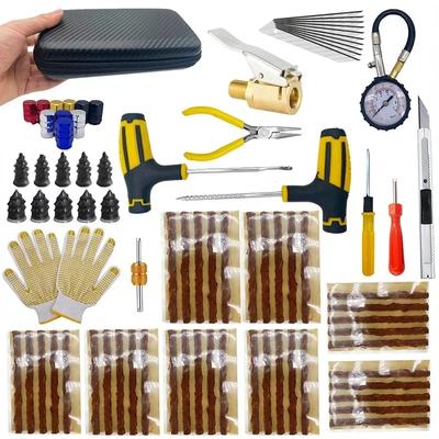 Motorcycle Tire Repair Kit Car Puncture Plug Tools Tyre Puncture Emergency for Tire Strips Stirring Glue Repair Tool Kit