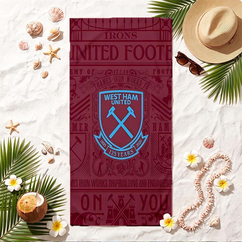 West Ham United FC Soft Beach Towel Stylish Beach Pool Towel for Summer Seaside Vacation Travel