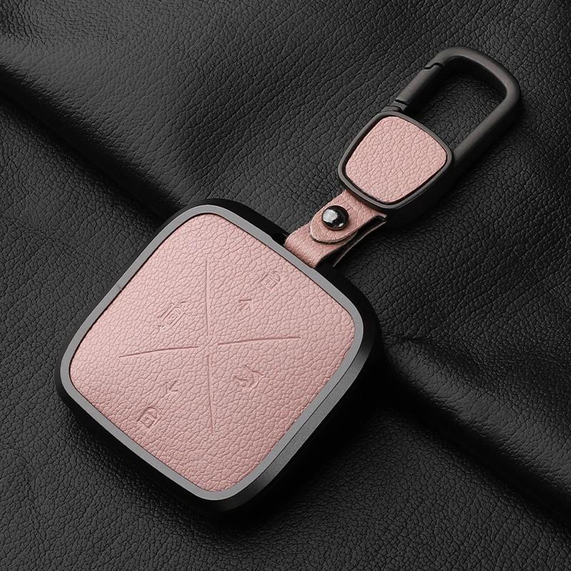 Metal And Leather 4 Button Car Key Case Cover For Zeekr X 001 009   Car Key Case Protect Fob