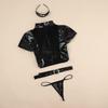 Nurse Cosplay Sexy Naughty Erotic Nurse Uniform Bondage Nurse PU Leather Leather Maid Bodycon Moe Mini Lingerie Costume Women Halloween Fancy Dress