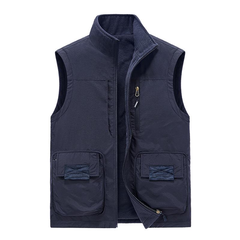 Men's Double-Sided Polar Fleece Vest - Windproof, Warm, and Plush for Autumn/Winter Outdoor Activities