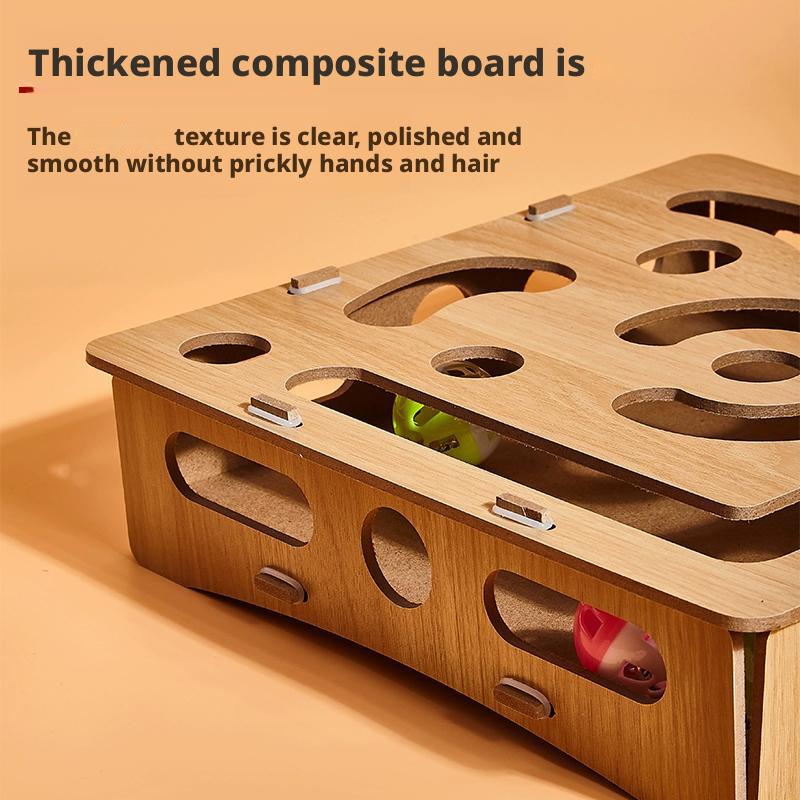 1 Set Interactive Cat Toy Puzzle Box Wooden Treat Maze Play For Toy Box Fun Interactive Cat Toy Hide and Seek Cat Agility Toys