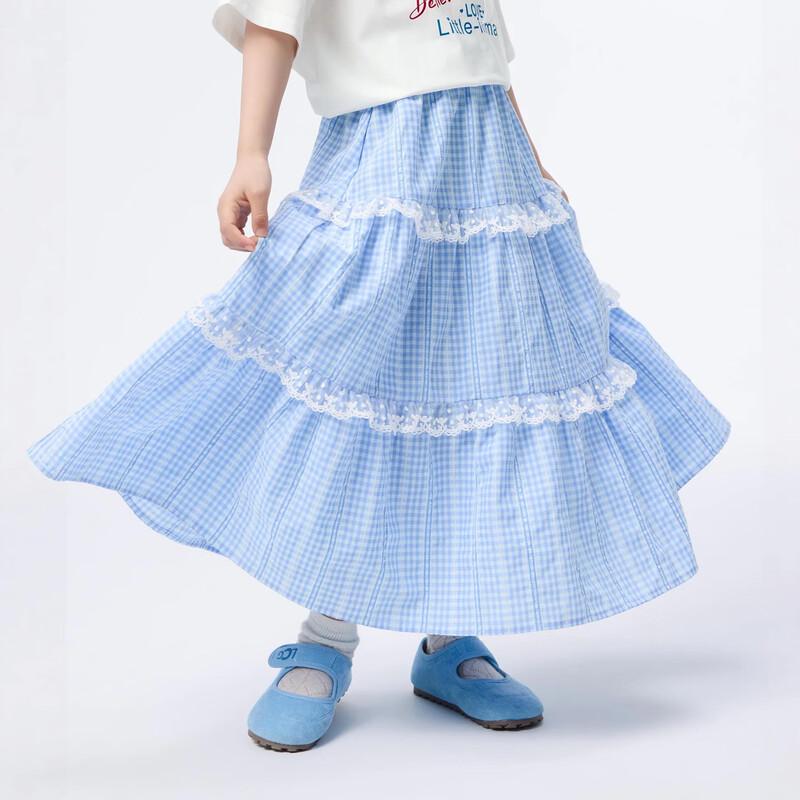 Girls  Summer Plaid A-line Skirt 140