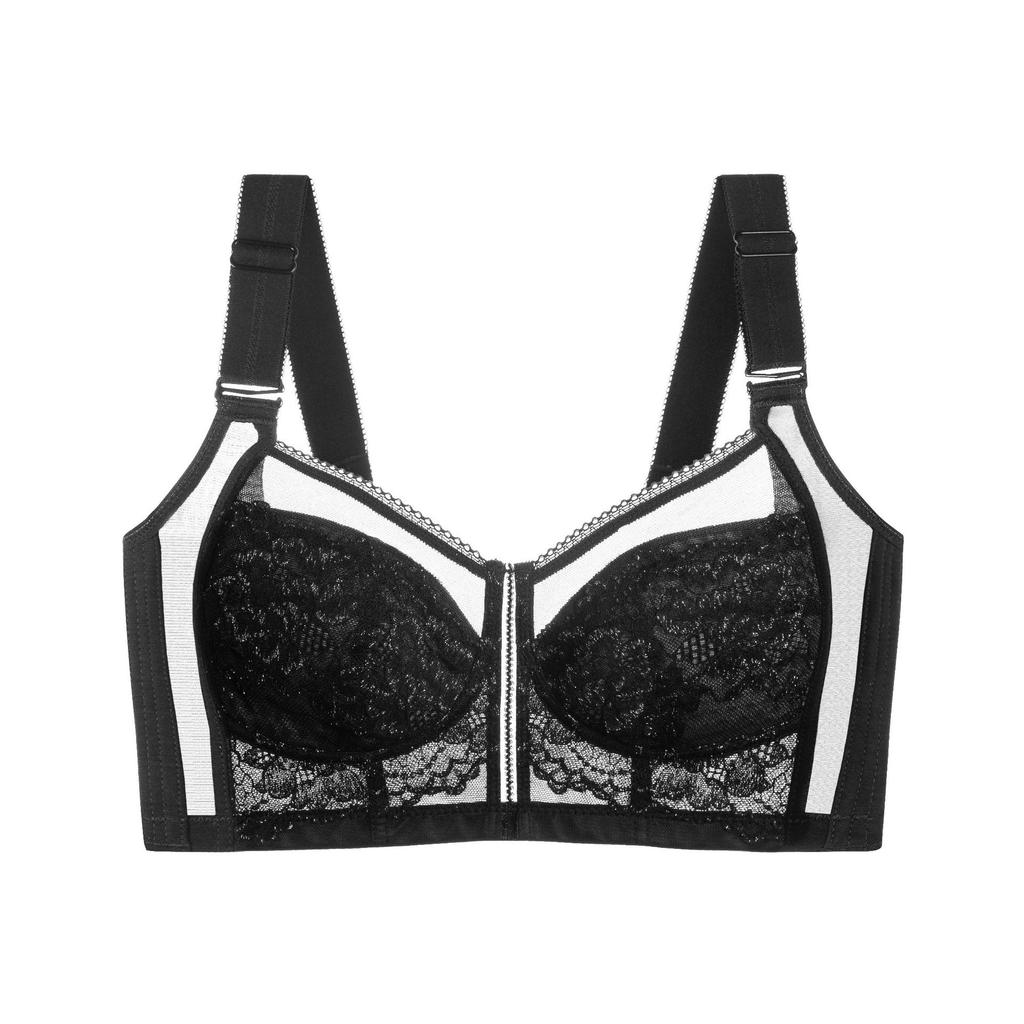 1011 spring new full cup without steel ring, large chest, small lace breathable thin anti-sagging adjustment bra
